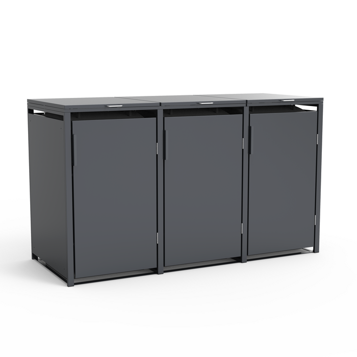 Moderne Mülltonnenbox MB5 | Anthrazit (RAL7016) | stabil & pulverbeschichtet | 3er-Box