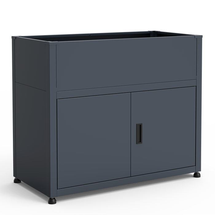 Hochbeet HB3 mit Unterschrank | Stauraum | Pulverbeschichtet in RAL7016 | 100x50x85 cm