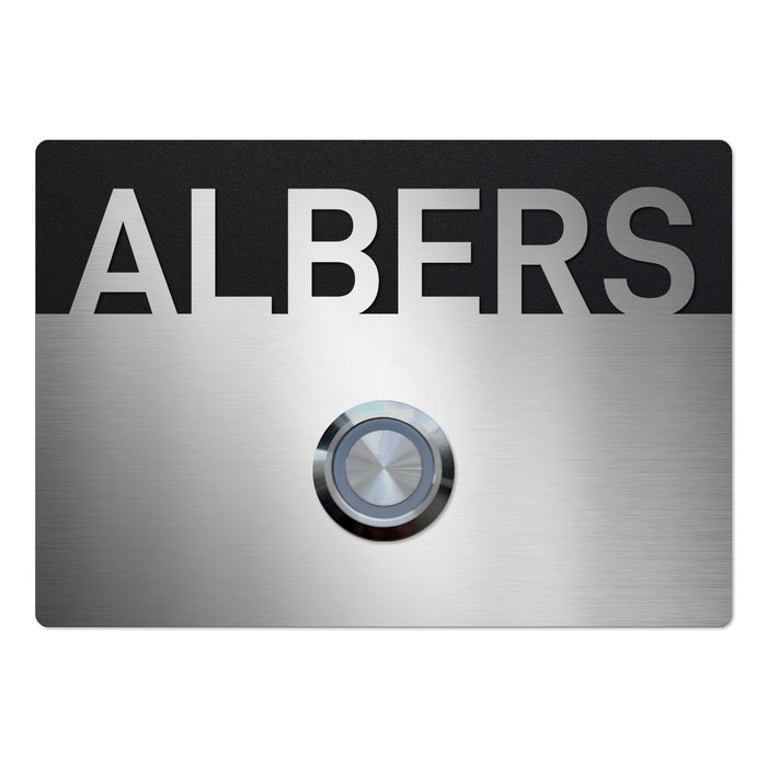 AlbersDesign personalisierte Edelstahl-Klingel K1 mit 3D-Effekt in Schwarz (RAL9005)