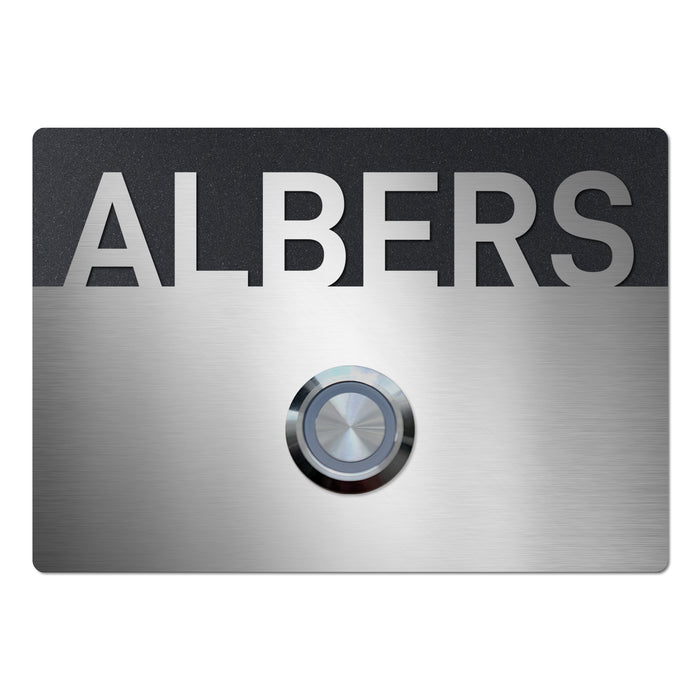AlbersDesign personalisierte Edelstahl-Klingel K1 mit 3D-Effekt in Eisenglimmer (DB703)