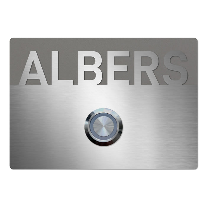 AlbersDesign personalisierte Edelstahl-Klingel K1 mit 3D-Effekt in Graualuminium (RAL9007)