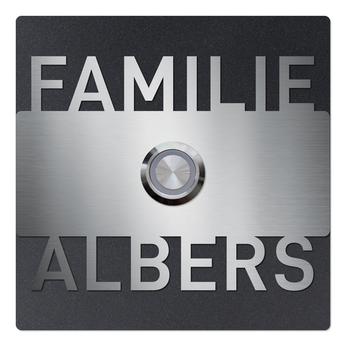 AlbersDesign personalisierte Edelstahl-Klingel K2 mit 3D-Effekt in Eisenglimmer (DB703)