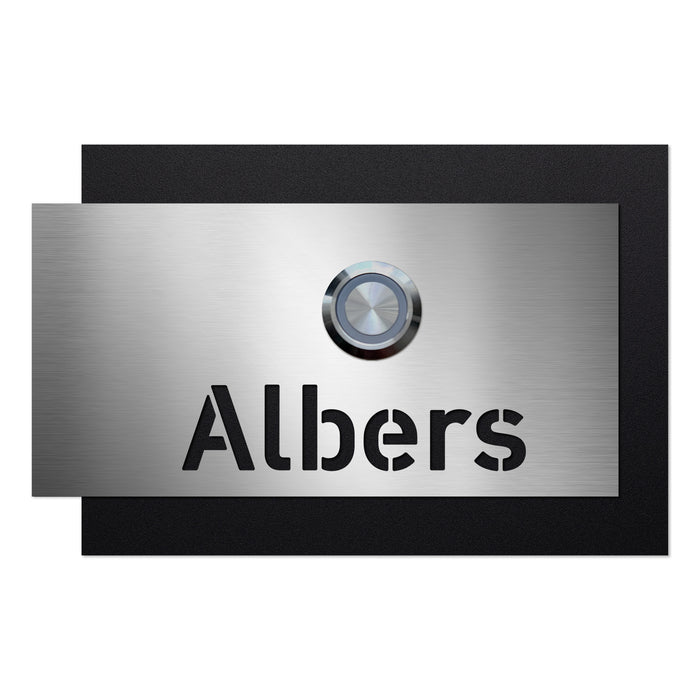 AlbersDesign personalisierte Edelstahl-Klingel K5 mit 3D-Effekt in Schwarz (RAL9005)