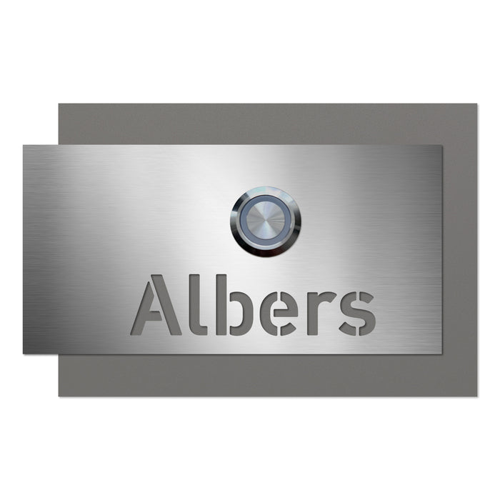 AlbersDesign personalisierte Edelstahl-Klingel K5 mit 3D-Effekt in Graualuminium (RAL9007)