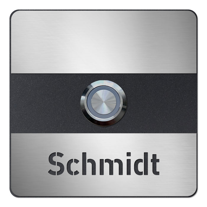 AlbersDesign personalisierte Edelstahl-Klingel K8 mit 3D-Effekt in Eisenglimmer (DB703)