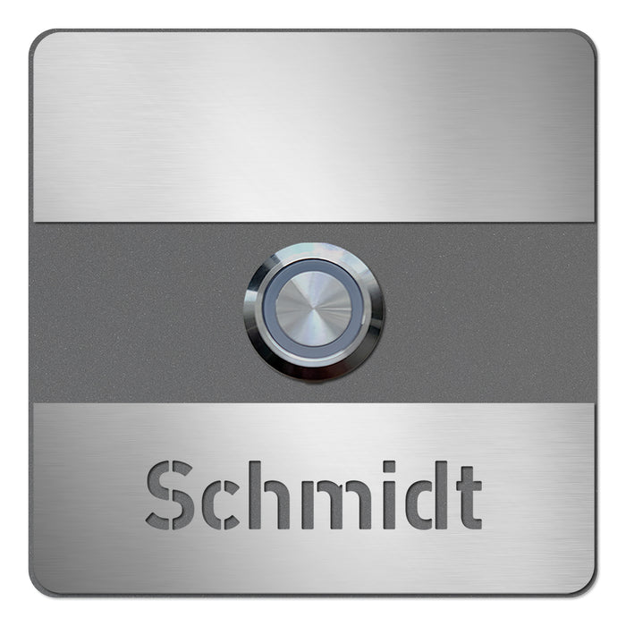 AlbersDesign personalisierte Edelstahl-Klingel K8 mit 3D-Effekt in Graualuminium (RAL9007)