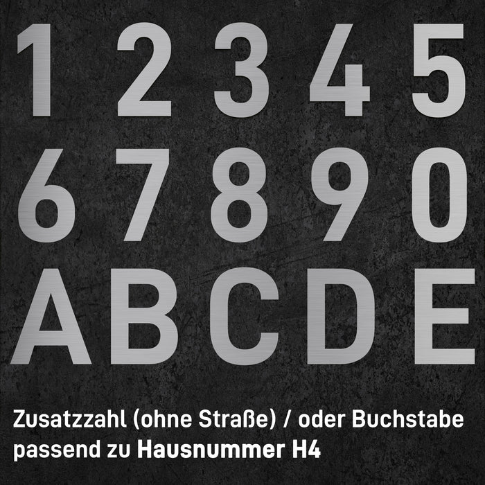 Zusatzzahl (oder Buchstabe) für Hausnummer H4