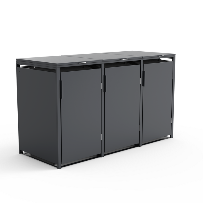 Moderne Mülltonnenbox MB5 | Anthrazit (RAL7016) | stabil & pulverbeschichtet | 3er-Box