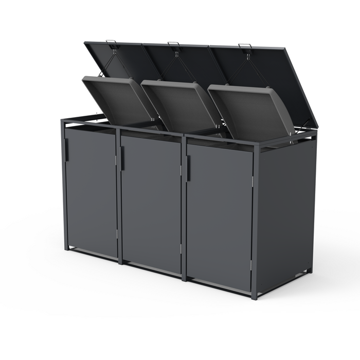 Moderne Mülltonnenbox MB5 | Anthrazit (RAL7016) | stabil & pulverbeschichtet | 3er-Box