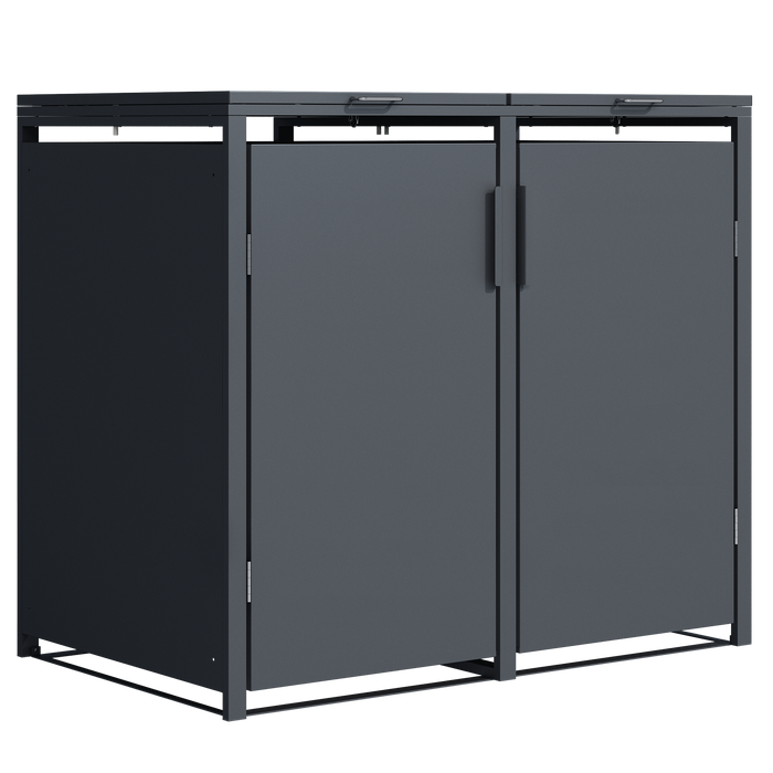 Moderne Mülltonnenbox MB3 | Anthrazit (RAL7016) | stabil & pulverbeschichtet | 2er-Box