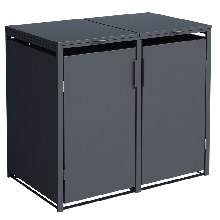 Moderne Mülltonnenbox MB3 | Anthrazit (RAL7016) | stabil & pulverbeschichtet | 2er-Box