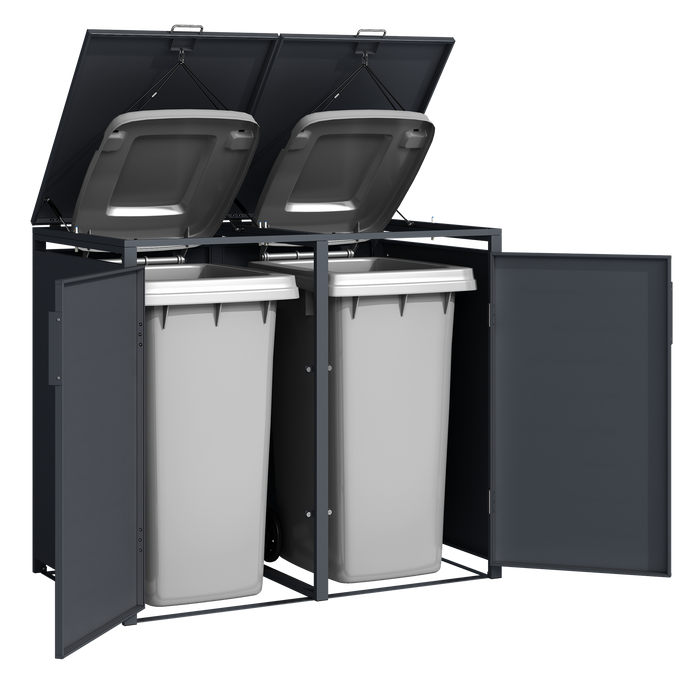 Moderne Mülltonnenbox MB3 | Anthrazit (RAL7016) | stabil & pulverbeschichtet | 2er-Box