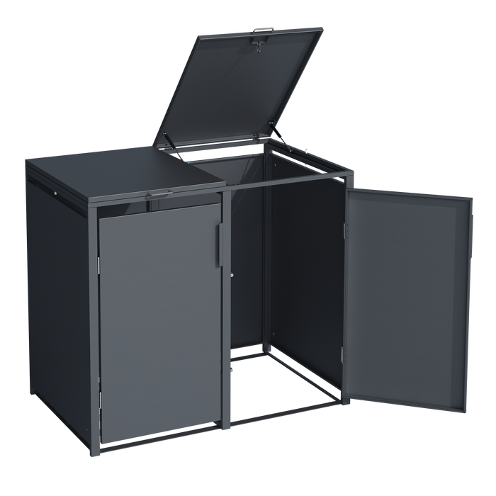 Moderne Mülltonnenbox MB3 | Anthrazit (RAL7016) | stabil & pulverbeschichtet | 2er-Box