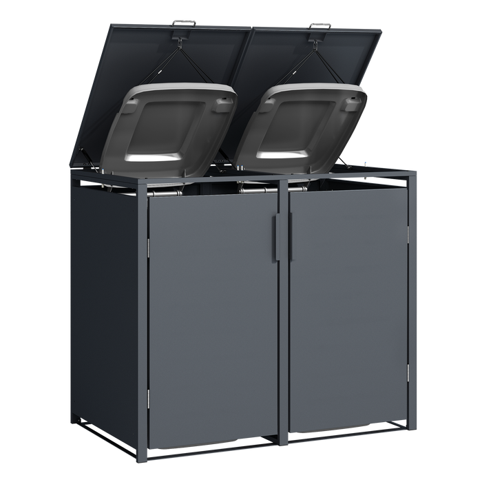 Moderne Mülltonnenbox MB3 | Anthrazit (RAL7016) | stabil & pulverbeschichtet | 2er-Box