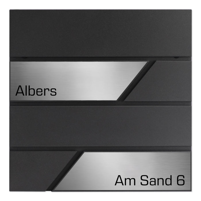 AlbersDesign Briefkasten B1 Eisenglimmer (DB703) personalisiert mit Edelstahl-Schildern