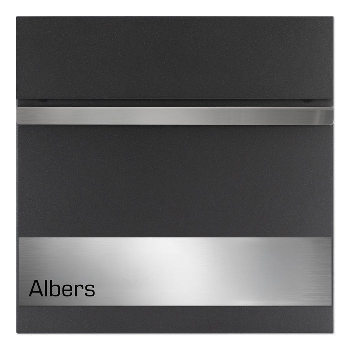 AlbersDesign Briefkasten B3 Eisenglimmer (DB703) personalisiert mit Edelstahlschild