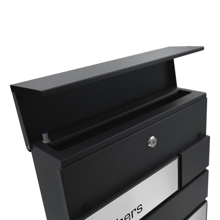 AlbersDesign Briefkasten B4 Eisenglimmer (DB703) personalisiert mit Edelstahl-Schildern