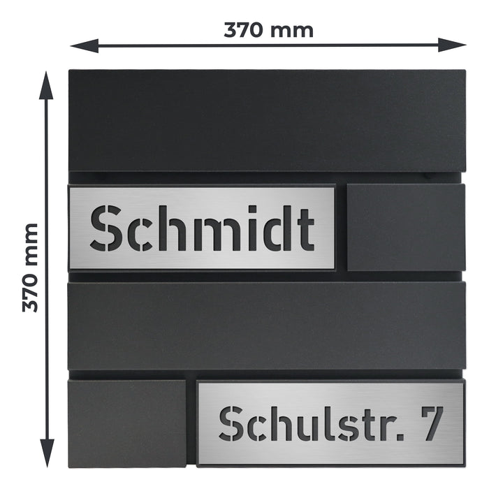 AlbersDesign Briefkasten B4 Eisenglimmer (DB703) personalisiert mit Edelstahl-Schildern