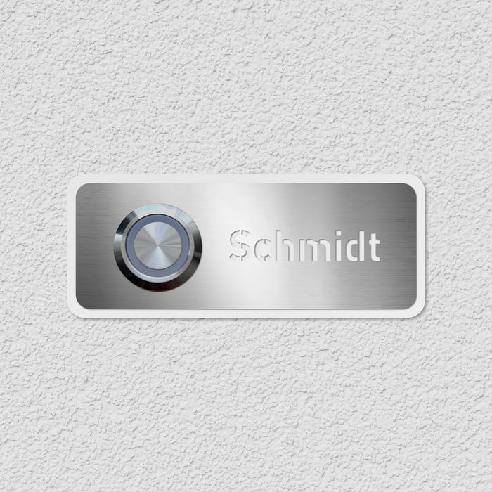 AlbersDesign personalisierte Edelstahl-Klingel K11 mit 3D-Effekt in Weiß (RAL9003)