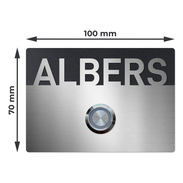 AlbersDesign personalisierte Edelstahl-Klingel K1 mit 3D-Effekt in Eisenglimmer (DB703)