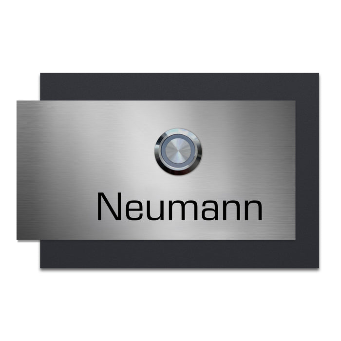 AlbersDesign personalisierte Edelstahl-Klingel K5 mit 3D-Effekt in Anthrazit (RAL7016)