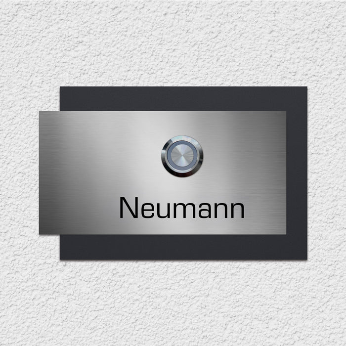 AlbersDesign personalisierte Edelstahl-Klingel K5 mit 3D-Effekt in Anthrazit (RAL7016)