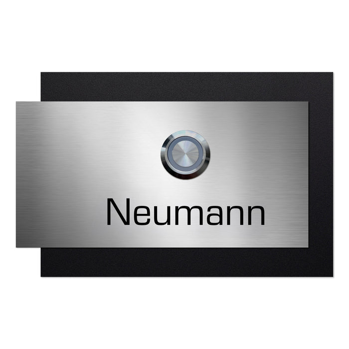 AlbersDesign personalisierte Edelstahl-Klingel K5 mit 3D-Effekt in Schwarz (RAL9005)