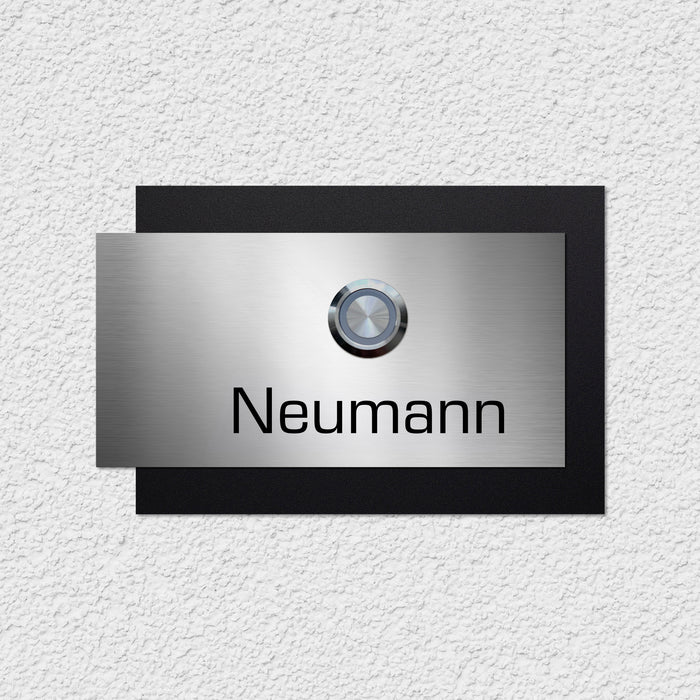 AlbersDesign personalisierte Edelstahl-Klingel K5 mit 3D-Effekt in Schwarz (RAL9005)