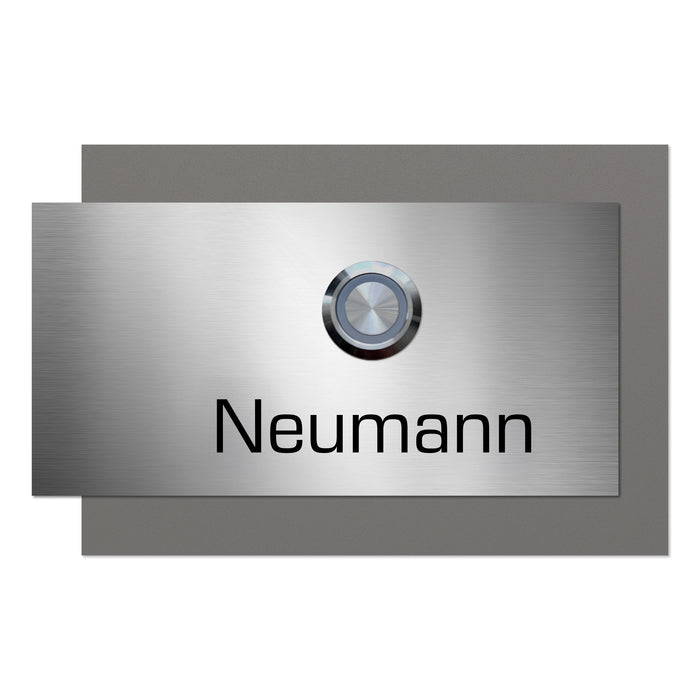 AlbersDesign personalisierte Edelstahl-Klingel K5 mit 3D-Effekt in Graualuminium (RAL9007)