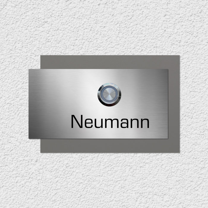 AlbersDesign personalisierte Edelstahl-Klingel K5 mit 3D-Effekt in Graualuminium (RAL9007)