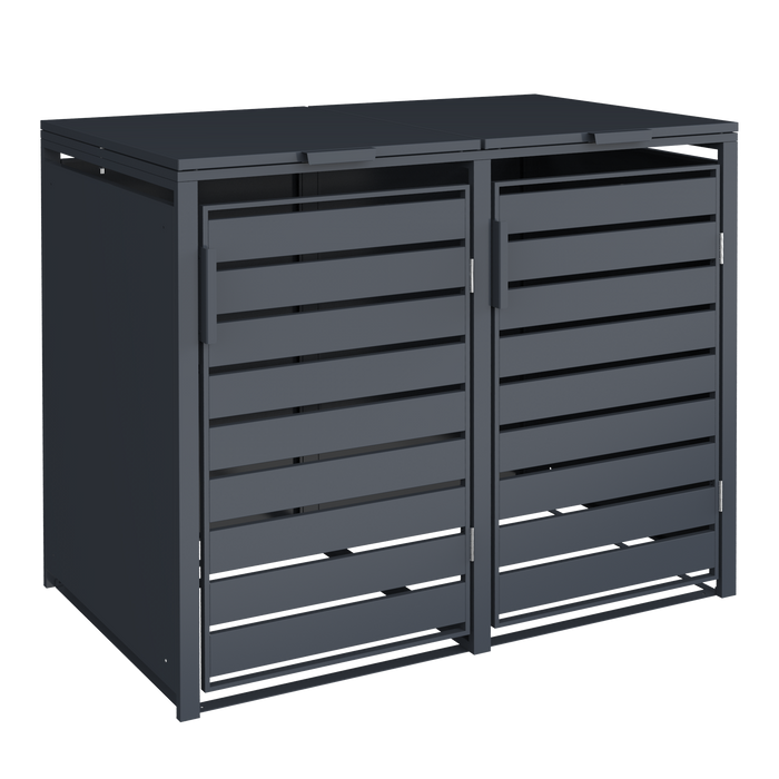 Moderne Mülltonnenbox MB6 | Anthrazit (RAL7016) | stabil & pulverbeschichtet | 2er-Box