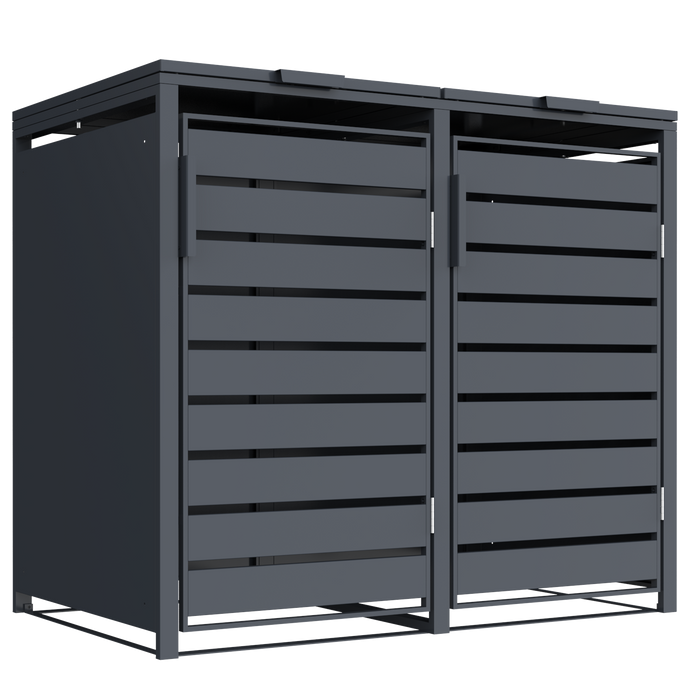 Moderne Mülltonnenbox MB6 | Anthrazit (RAL7016) | stabil & pulverbeschichtet | 2er-Box