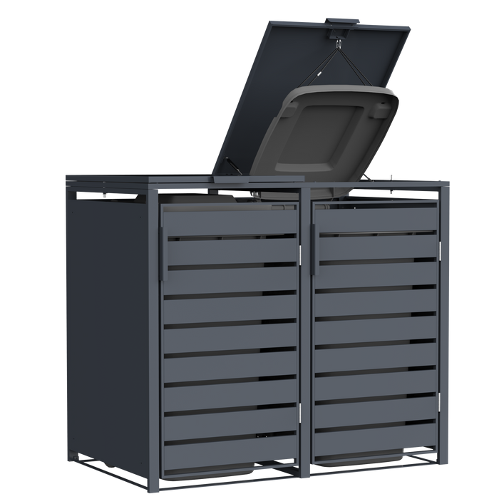 Moderne Mülltonnenbox MB6 | Anthrazit (RAL7016) | stabil & pulverbeschichtet | 2er-Box