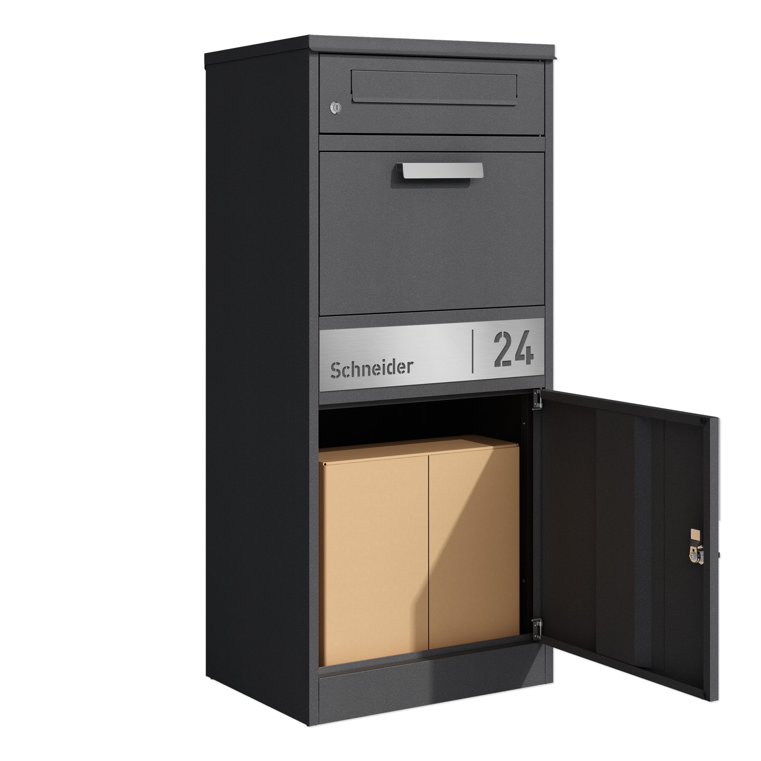 Paketbox PB1 mit Briefkasten | eisenglimmer - DB703 | personalisiert m ...