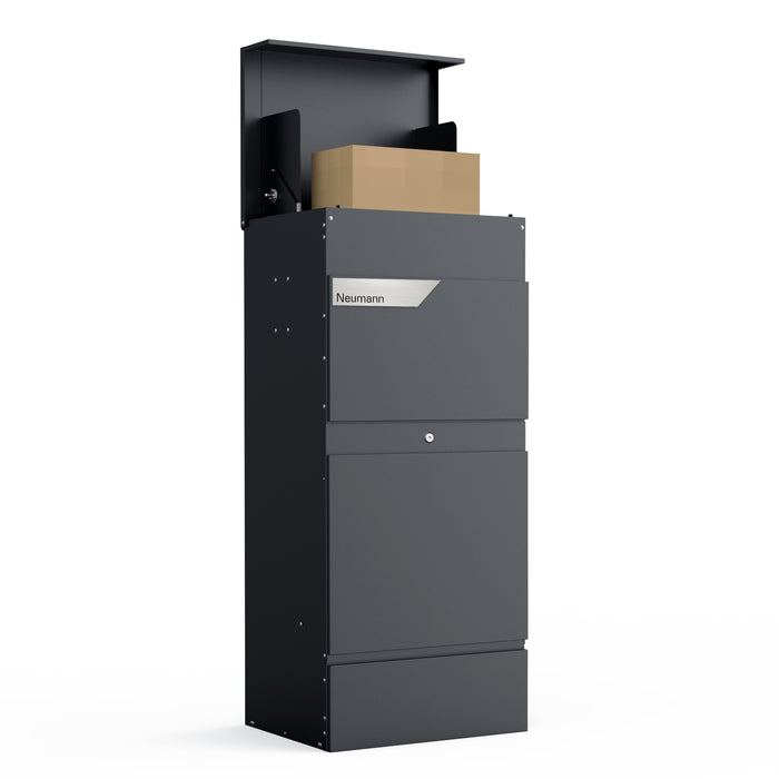 Paketbox PB7 | anthrazit - RAL7016 | personalisiert mit Edelstahl-Schild