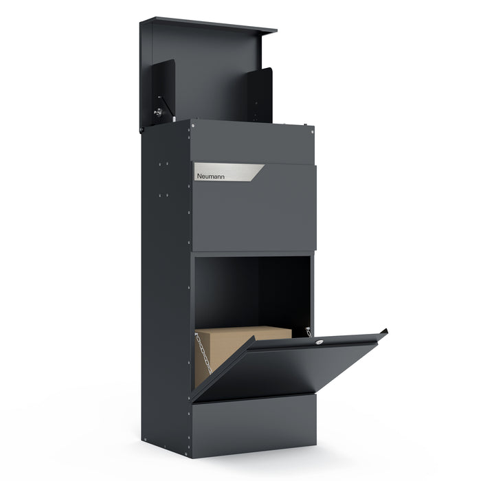 Paketbox PB7 | anthrazit - RAL7016 | personalisiert mit Edelstahl-Schild