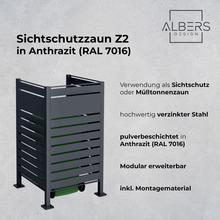 AlbersDesign Sichtschutzzaun Z2  in Anthrazit (RAL7016)
