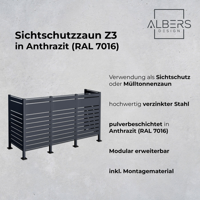 AlbersDesign Sichtschutzzaun Z3 in Anthrazit (RAL7016)