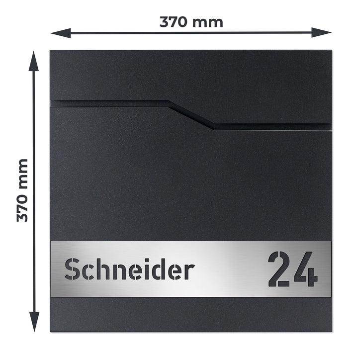 AlbersDesign Briefkasten B7 Eisenglimmer (DB703) personalisiert mit Edelstahl-Schild