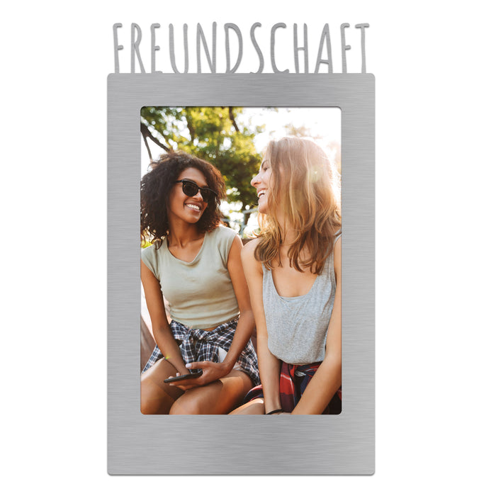 Design Edelstahl Fotoaufsteller "Freundschaft" personalisiert inkl. Foto