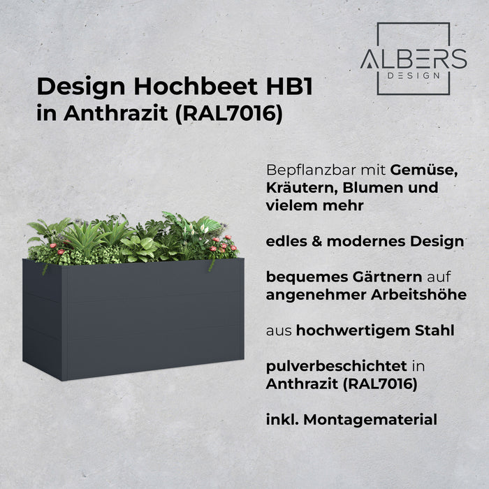 AlbersDesign Hochbeet HB1 in Anthrazit (RAL7016)