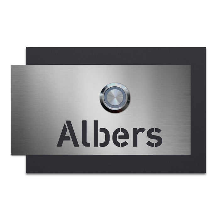 AlbersDesign personalisierte Edelstahl-Klingel K5 mit 3D-Effekt in anthrazit (RAL7016)