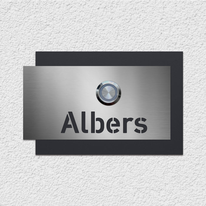 AlbersDesign personalisierte Edelstahl-Klingel K5 mit 3D-Effekt in anthrazit (RAL7016)