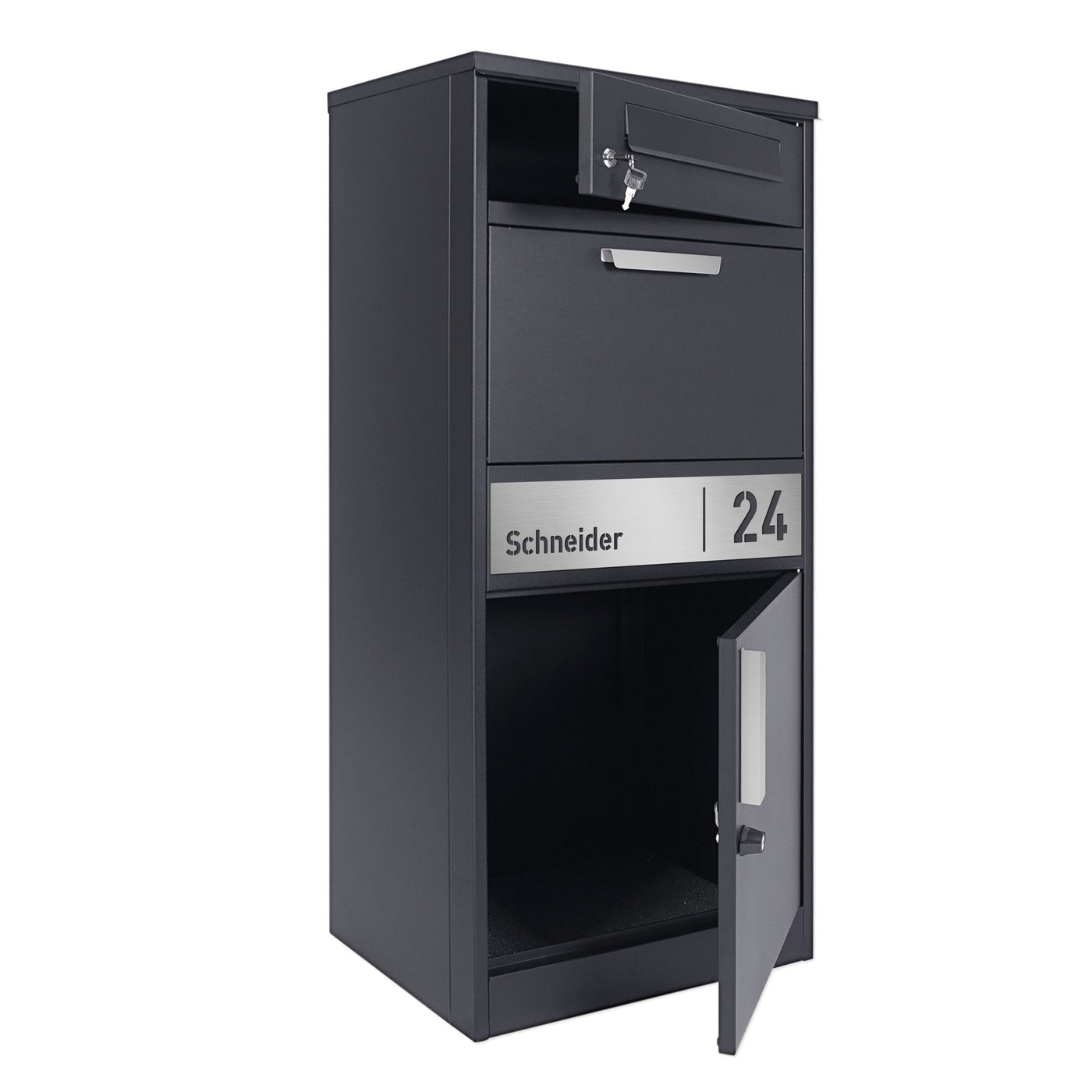Paketbox PB1 mit Briefkasten | anthrazit - RAL7016 | personalisiert mi ...
