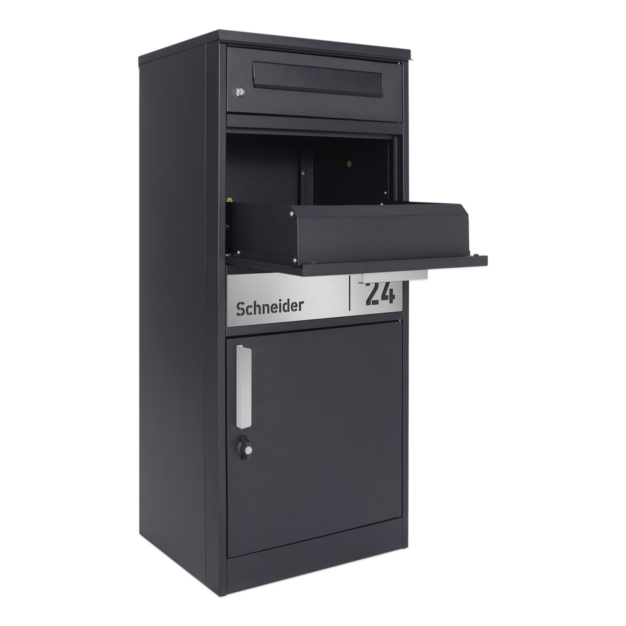 Paketbox PB1 mit Briefkasten | anthrazit - RAL7016 | personalisiert mi ...
